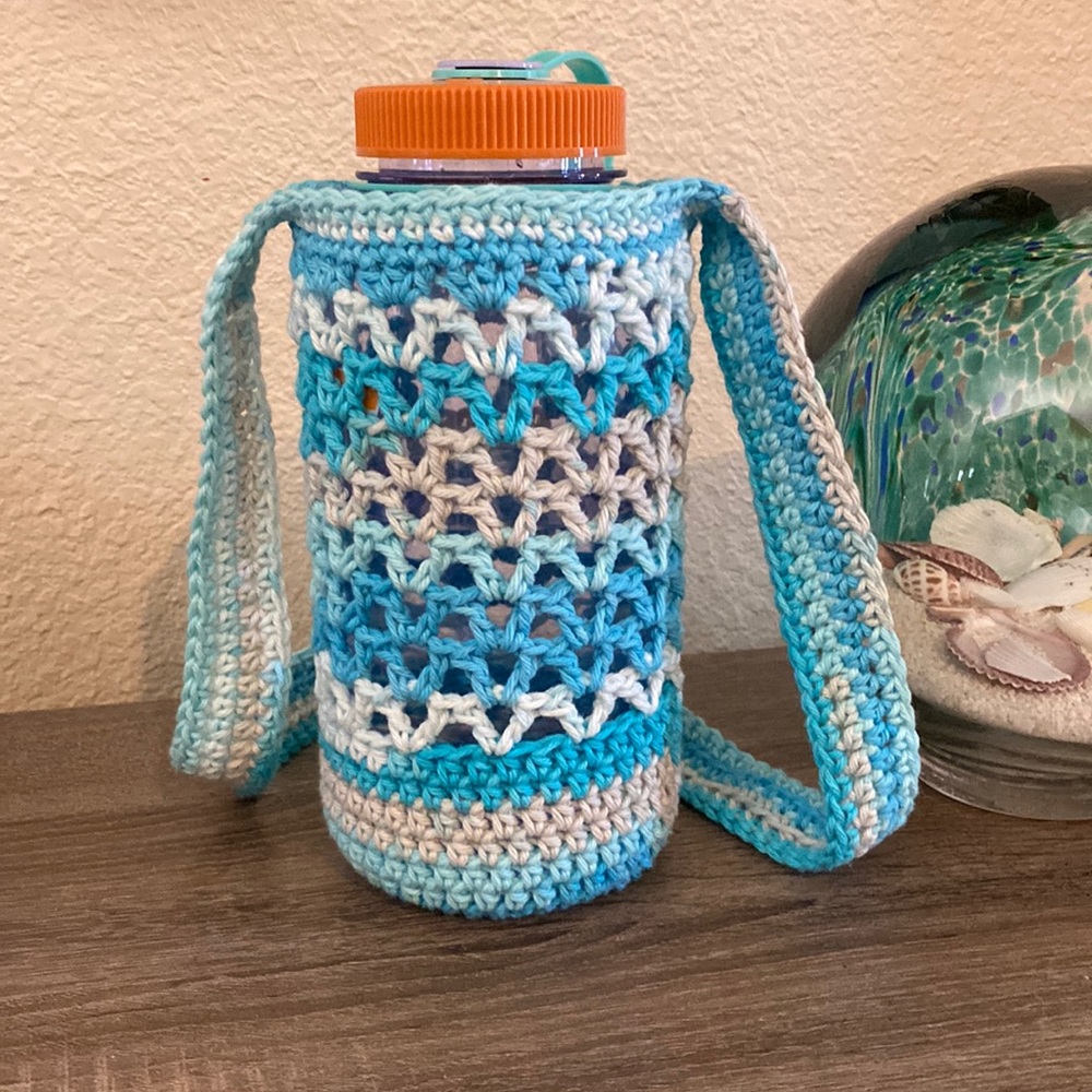 Handmade Crochet Water Bottle Sling for Nalgene bottles